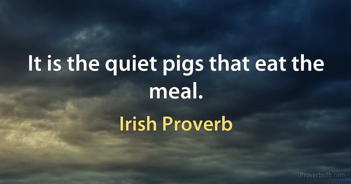 It is the quiet pigs that eat the meal. (Irish Proverb)