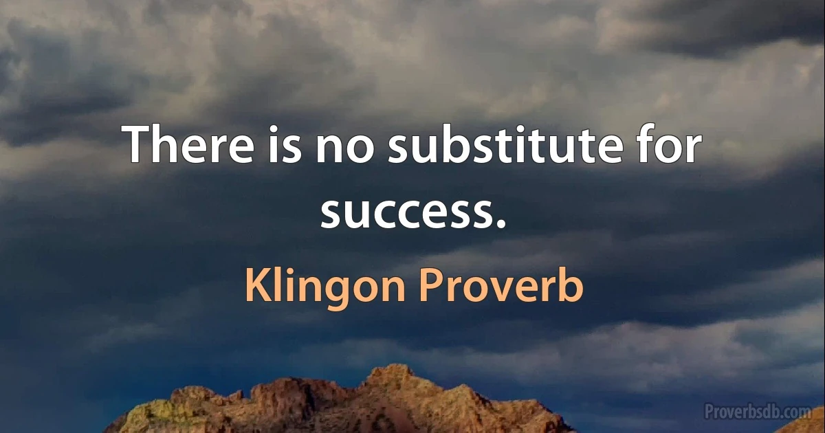 There is no substitute for success. (Klingon Proverb)