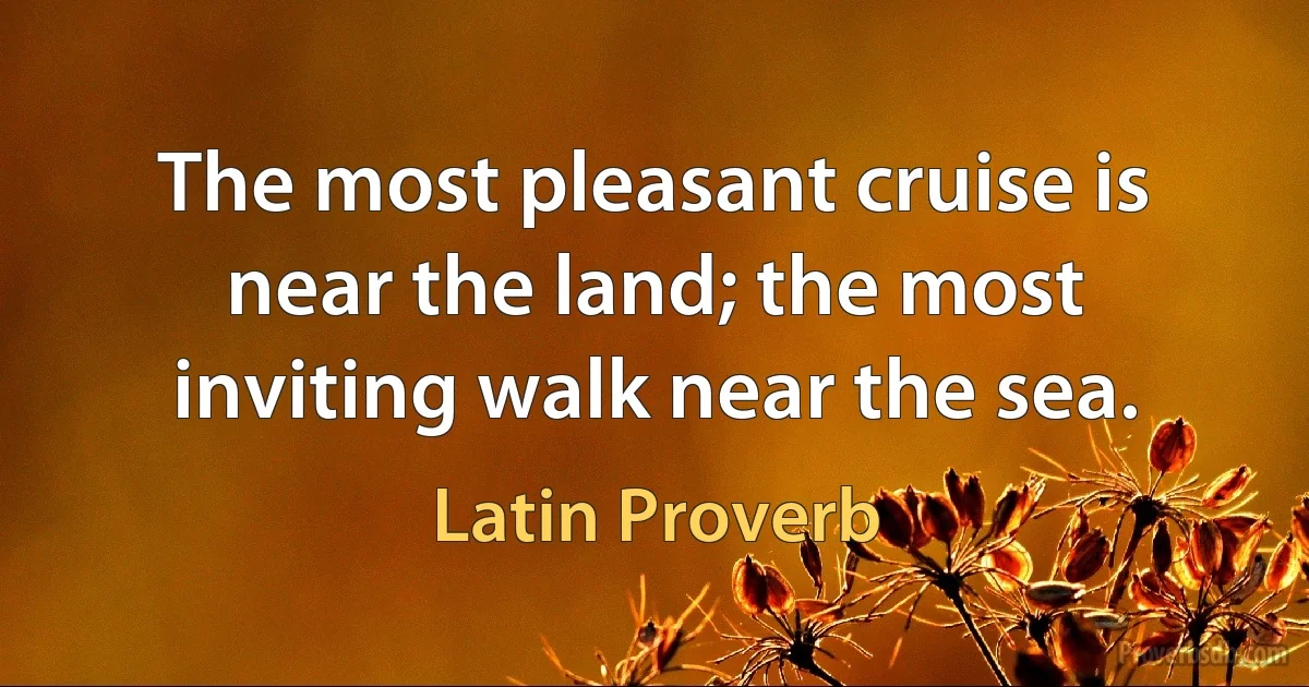 The most pleasant cruise is near the land; the most inviting walk near the sea. (Latin Proverb)