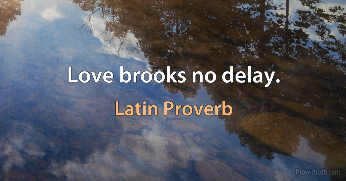 Love brooks no delay. (Latin Proverb)