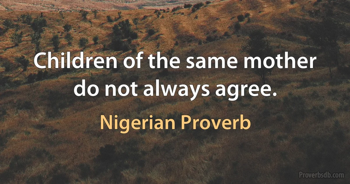 Children of the same mother do not always agree. (Nigerian Proverb)