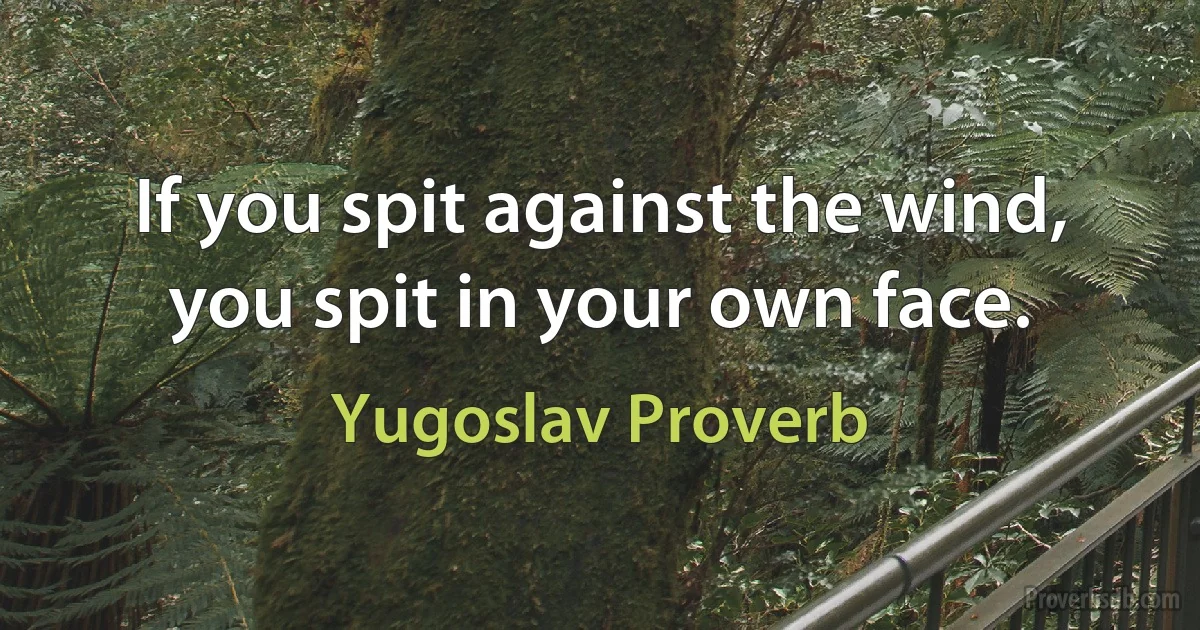 If you spit against the wind, you spit in your own face. (Yugoslav Proverb)