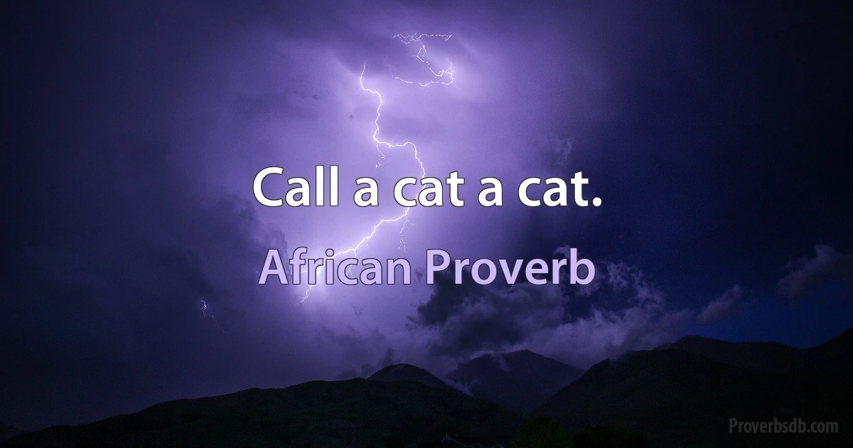 Call a cat a cat. (African Proverb)