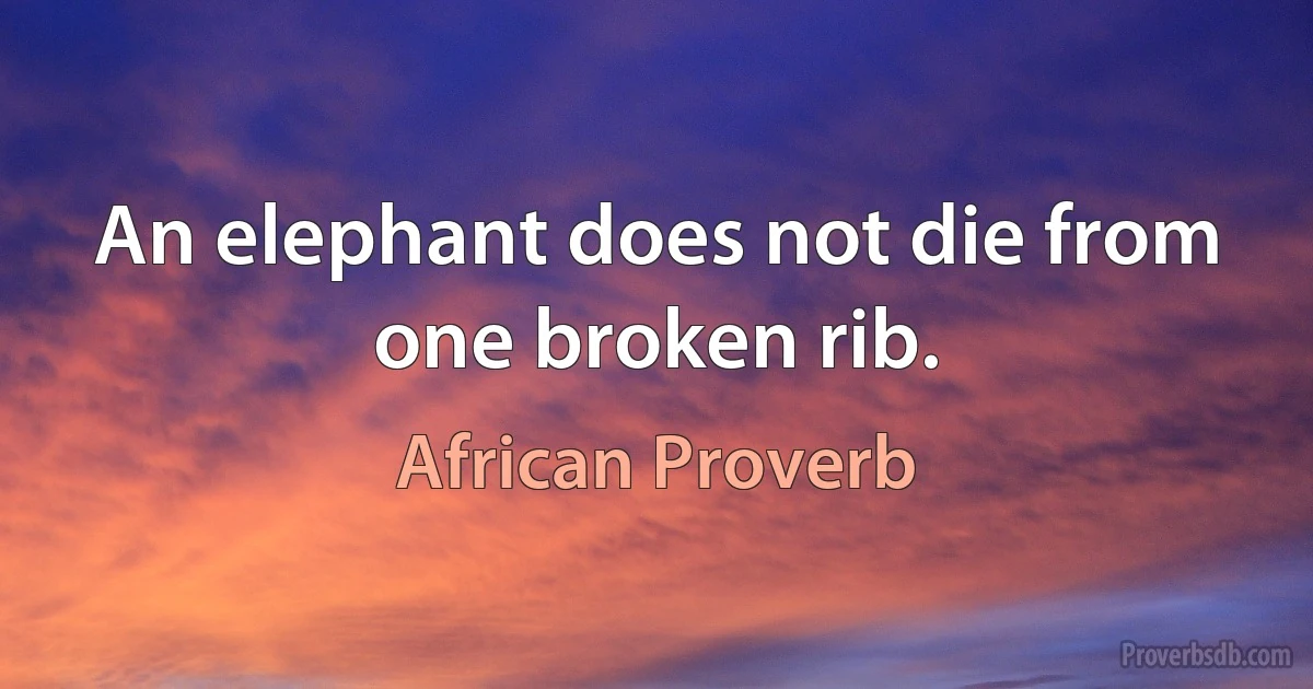 An elephant does not die from one broken rib. (African Proverb)