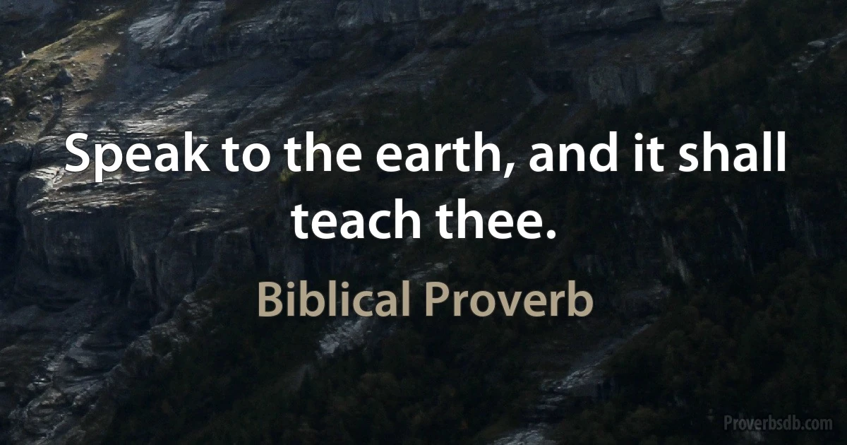 Speak to the earth, and it shall teach thee. (Biblical Proverb)