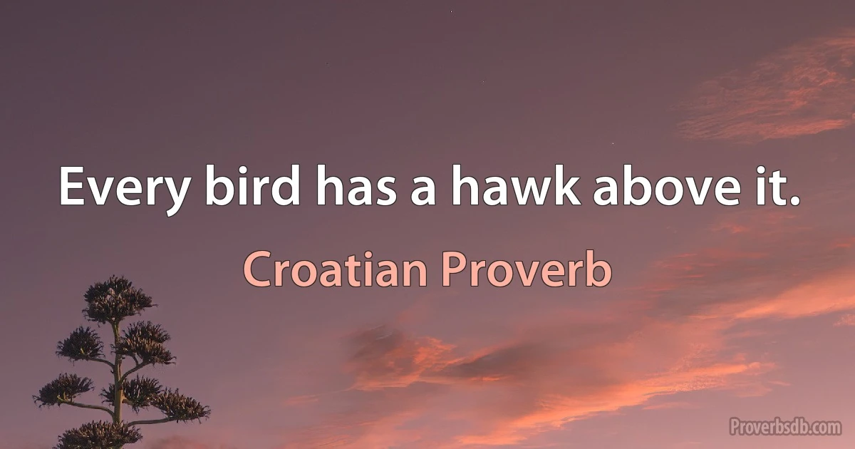 Every bird has a hawk above it. (Croatian Proverb)