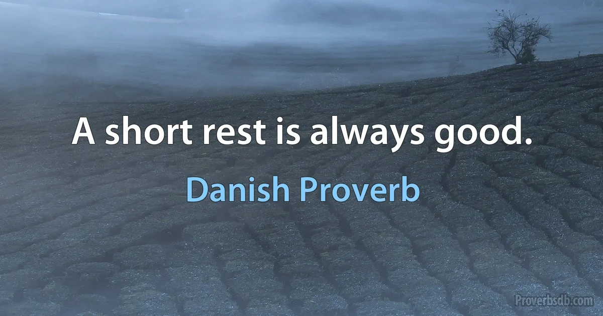 A short rest is always good. (Danish Proverb)