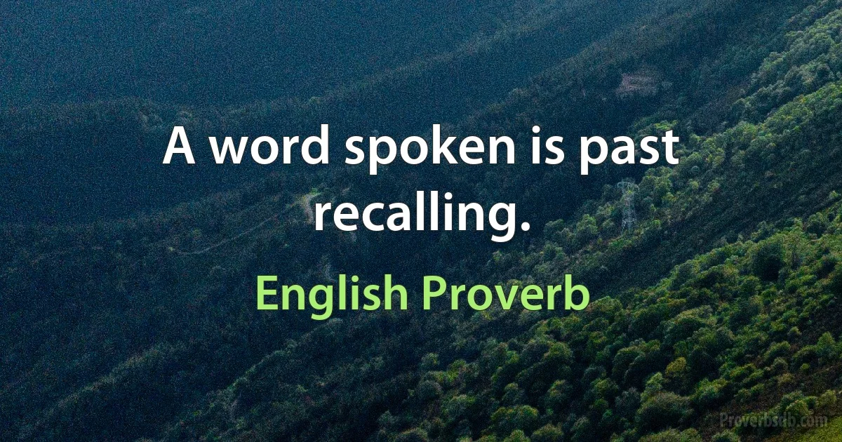 A word spoken is past recalling. (English Proverb)