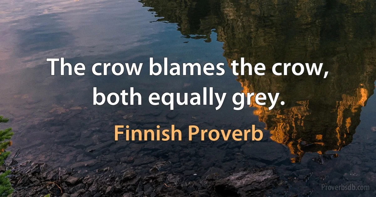 The crow blames the crow, both equally grey. (Finnish Proverb)