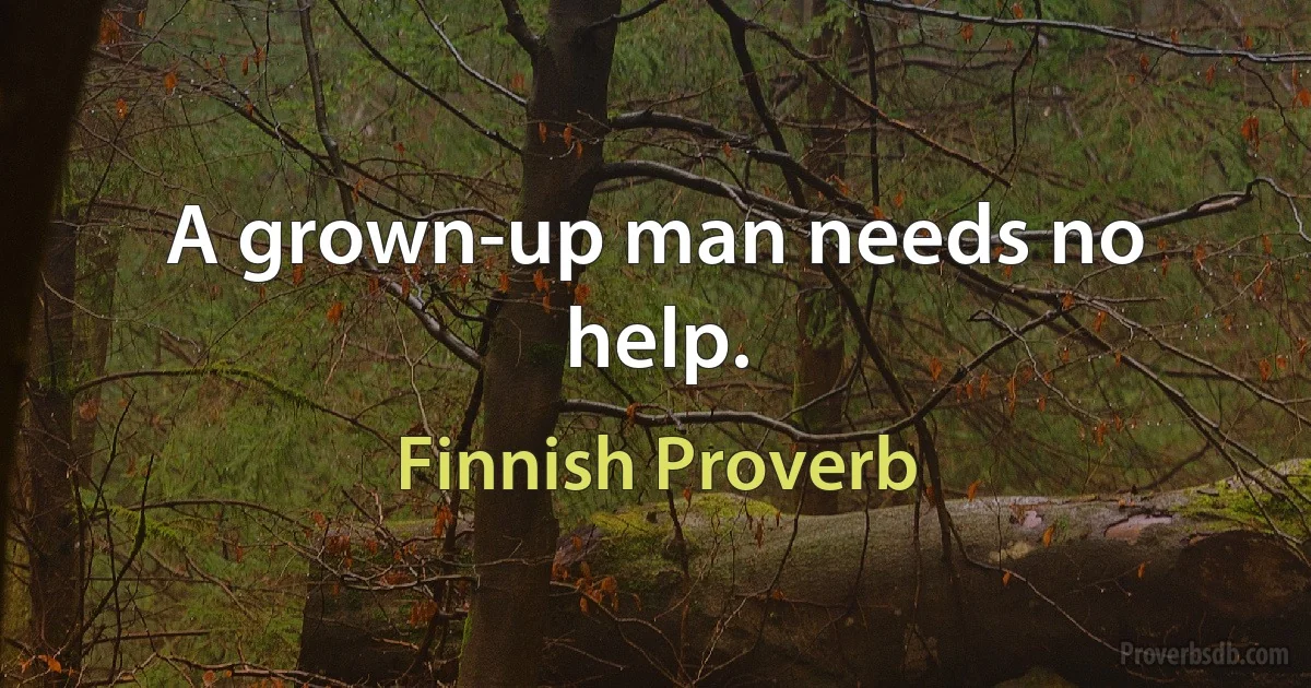 A grown-up man needs no help. (Finnish Proverb)