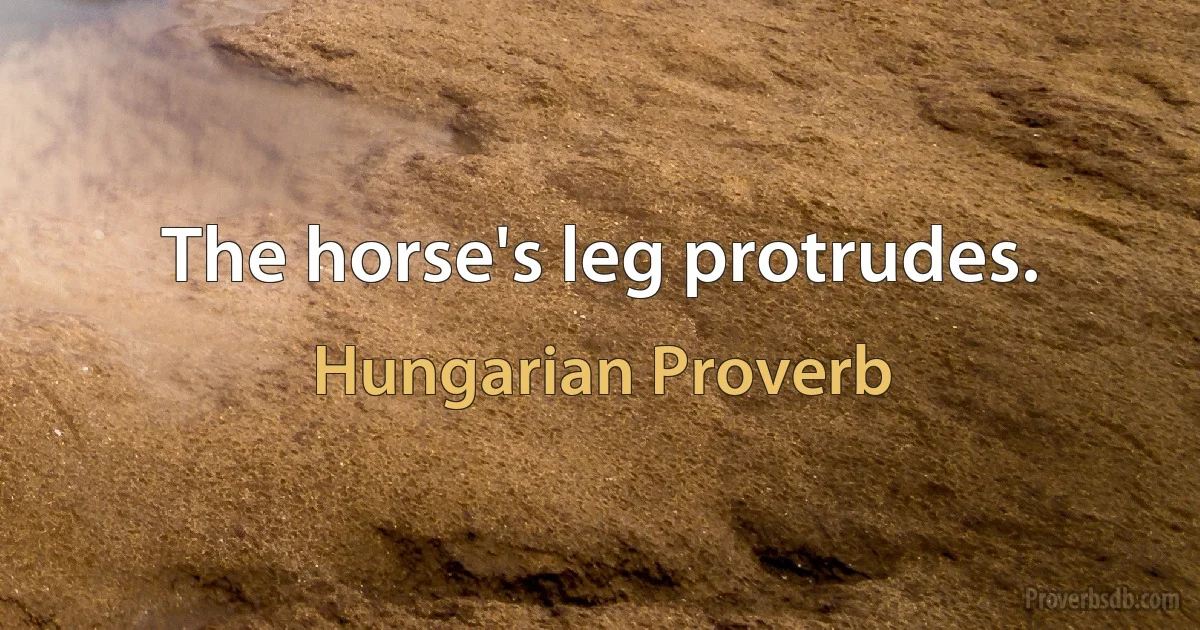 The horse's leg protrudes. (Hungarian Proverb)