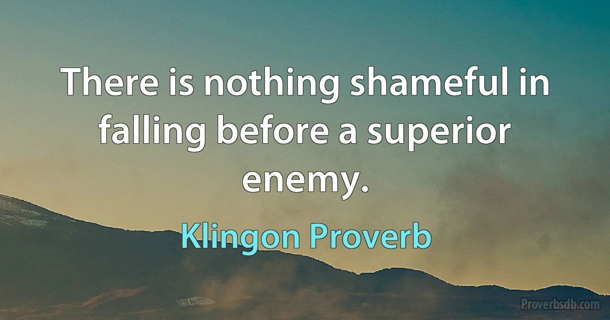 There is nothing shameful in falling before a superior enemy. (Klingon Proverb)