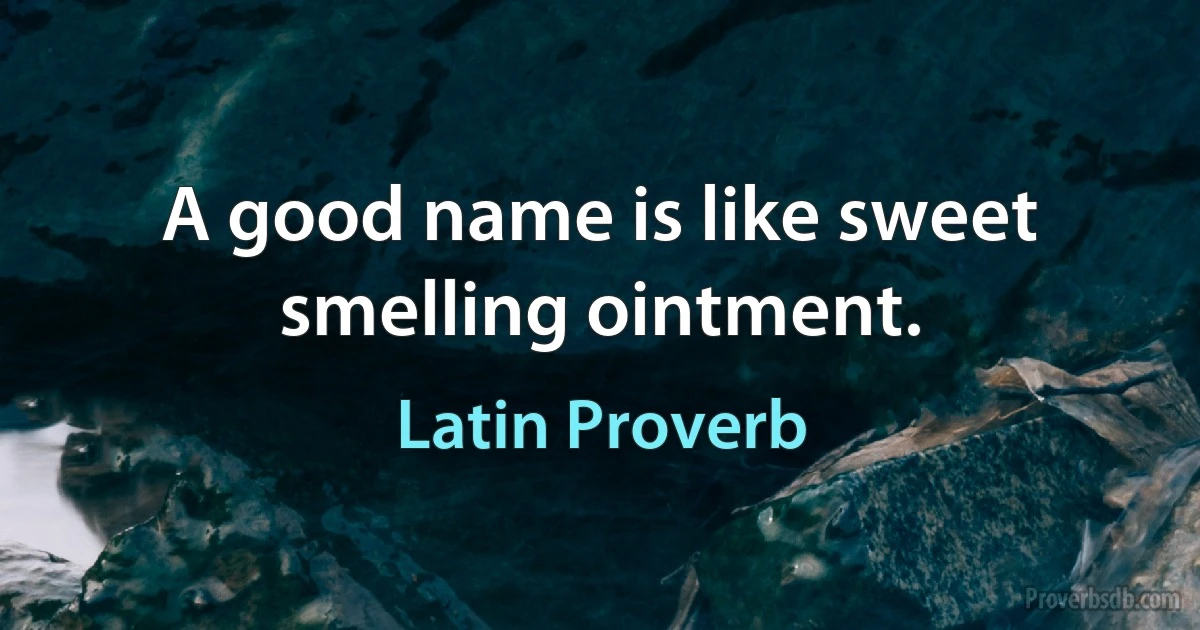 A good name is like sweet smelling ointment. (Latin Proverb)