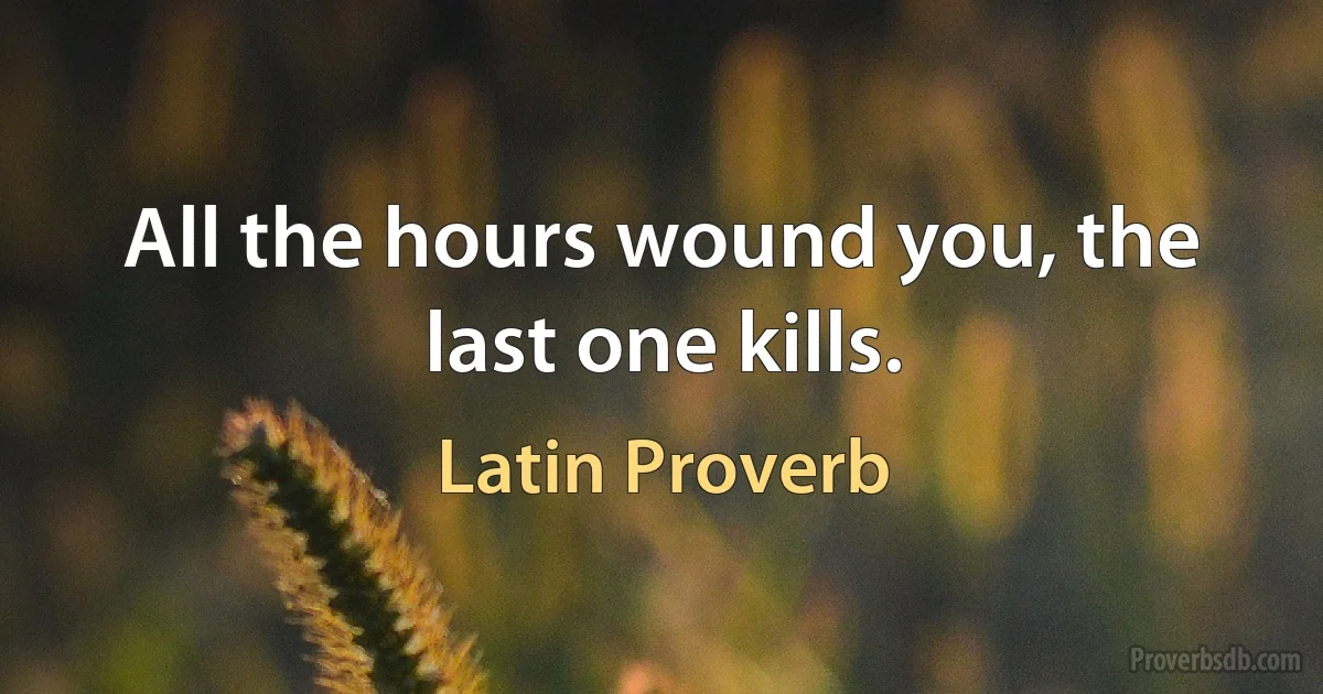 All the hours wound you, the last one kills. (Latin Proverb)