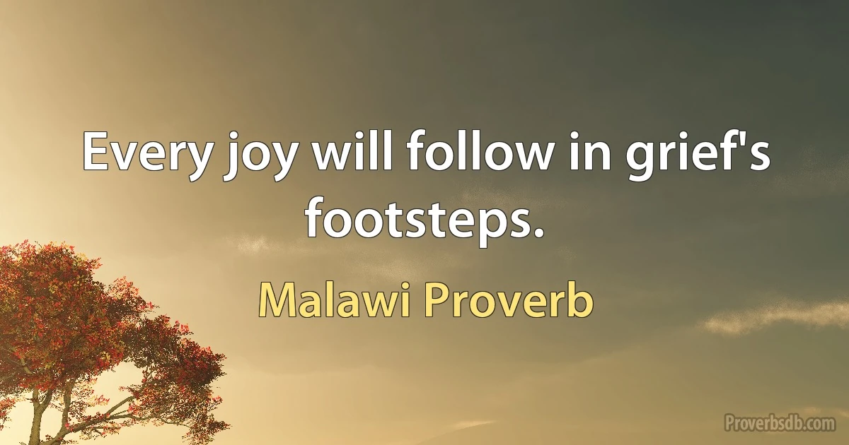 Every joy will follow in grief's footsteps. (Malawi Proverb)