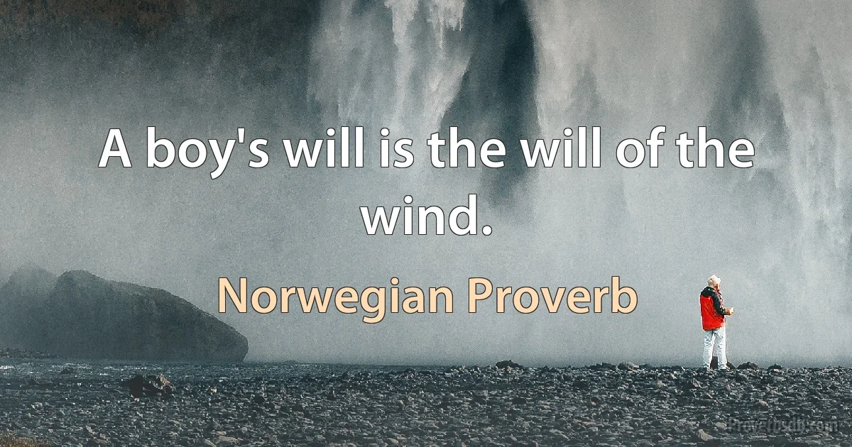 A boy's will is the will of the wind. (Norwegian Proverb)