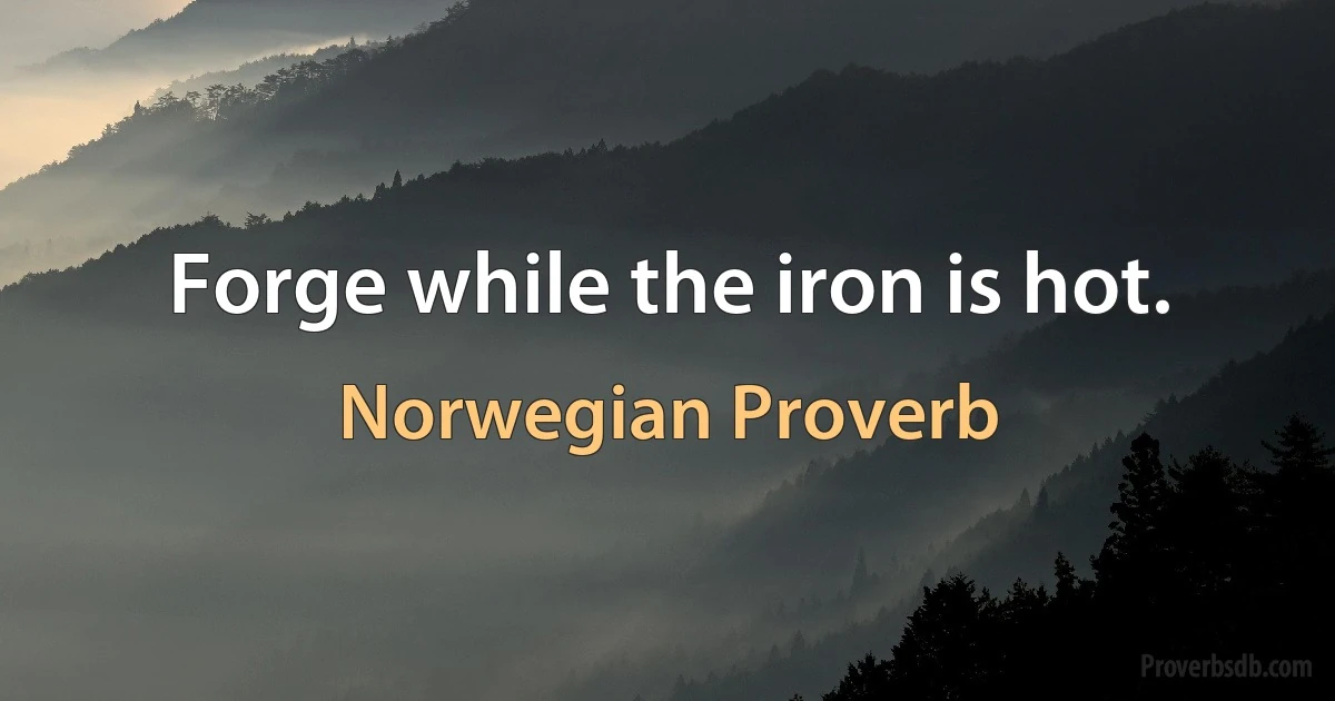 Forge while the iron is hot. (Norwegian Proverb)