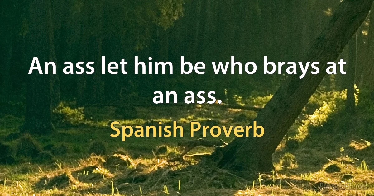 An ass let him be who brays at an ass. (Spanish Proverb)