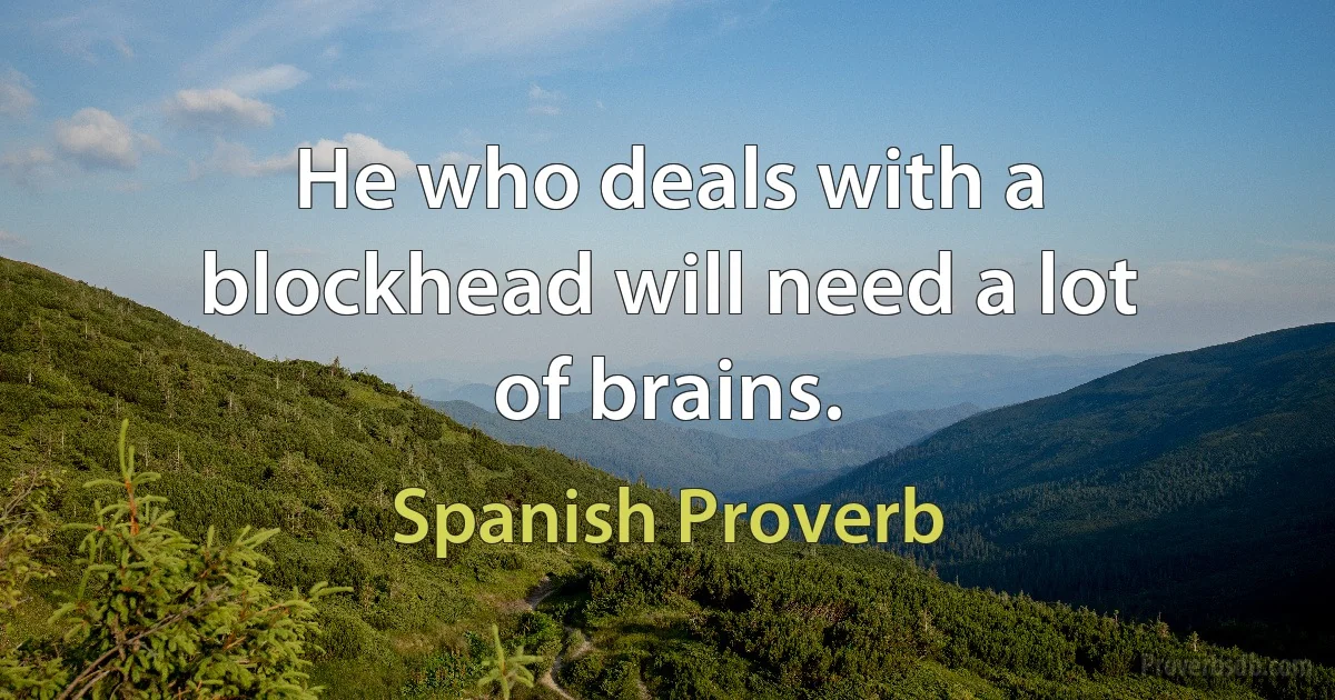 He who deals with a blockhead will need a lot of brains. (Spanish Proverb)