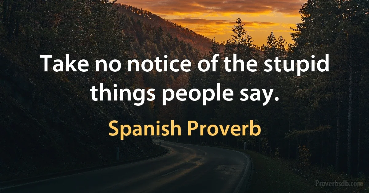 Take no notice of the stupid things people say. (Spanish Proverb)