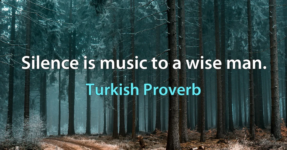 Silence is music to a wise man. (Turkish Proverb)