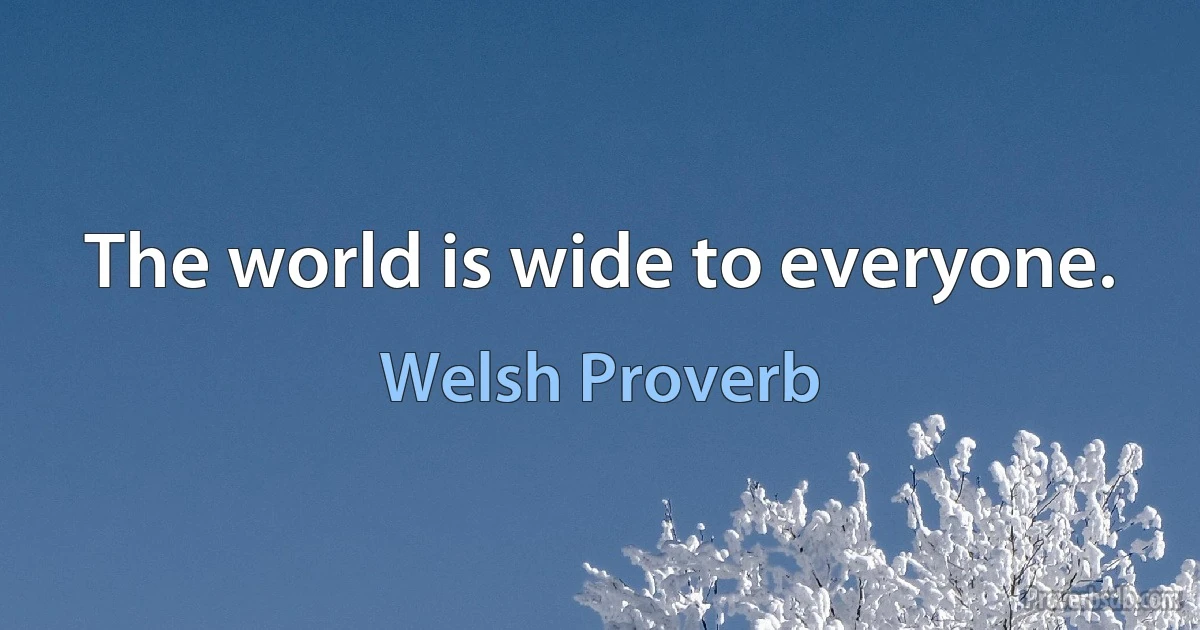 The world is wide to everyone. (Welsh Proverb)