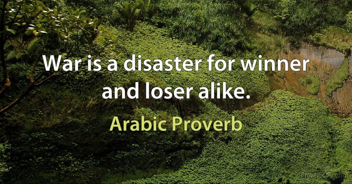 War is a disaster for winner and loser alike. (Arabic Proverb)