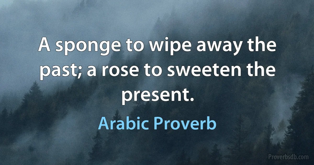 A sponge to wipe away the past; a rose to sweeten the present. (Arabic Proverb)