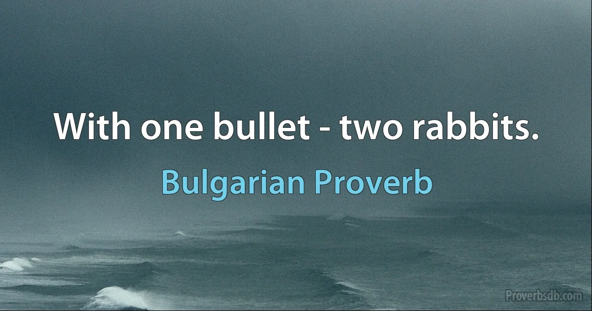 With one bullet - two rabbits. (Bulgarian Proverb)