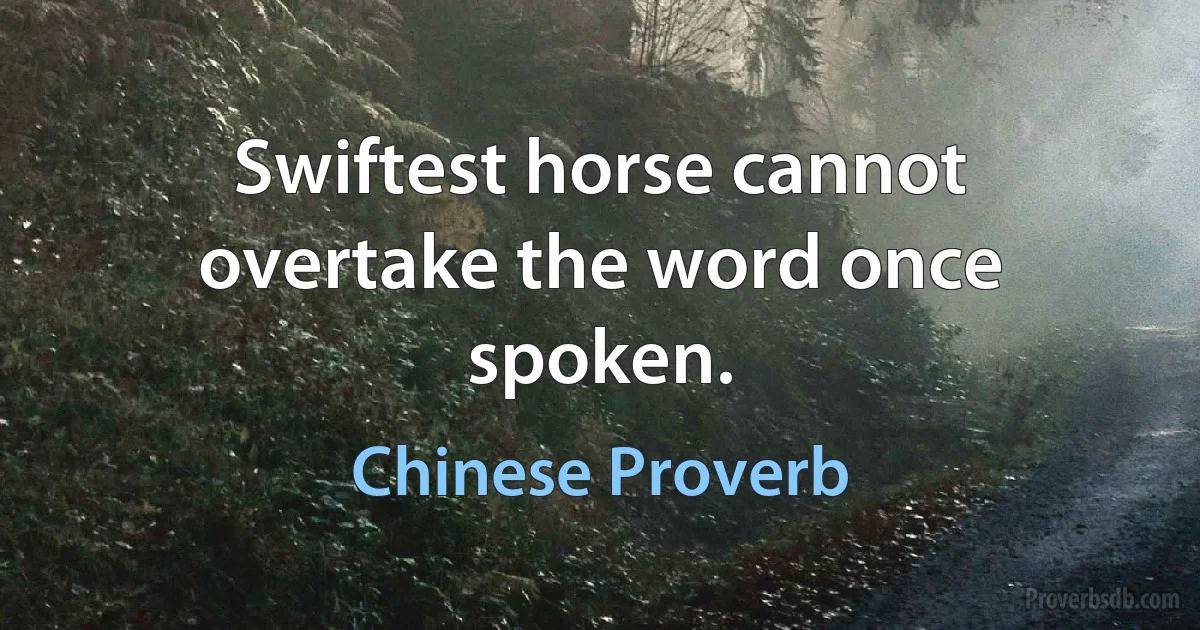 Swiftest horse cannot overtake the word once spoken. (Chinese Proverb)