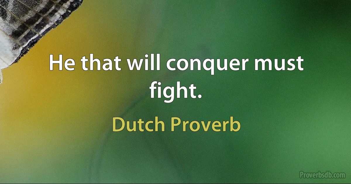 He that will conquer must fight. (Dutch Proverb)