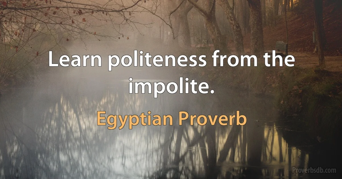 Learn politeness from the impolite. (Egyptian Proverb)