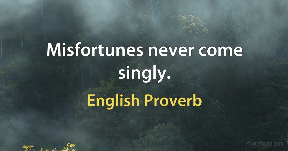 Misfortunes never come singly. (English Proverb)