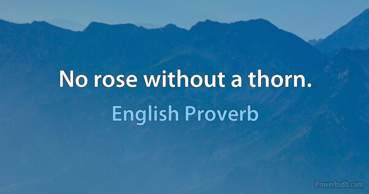 No rose without a thorn. (English Proverb)