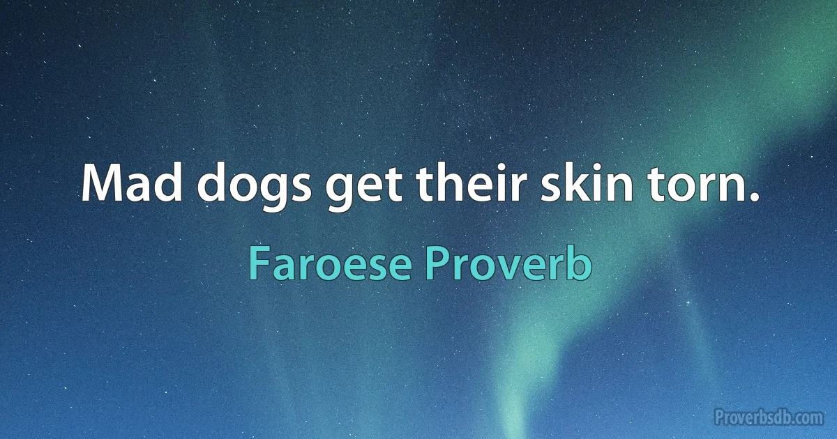 Mad dogs get their skin torn. (Faroese Proverb)