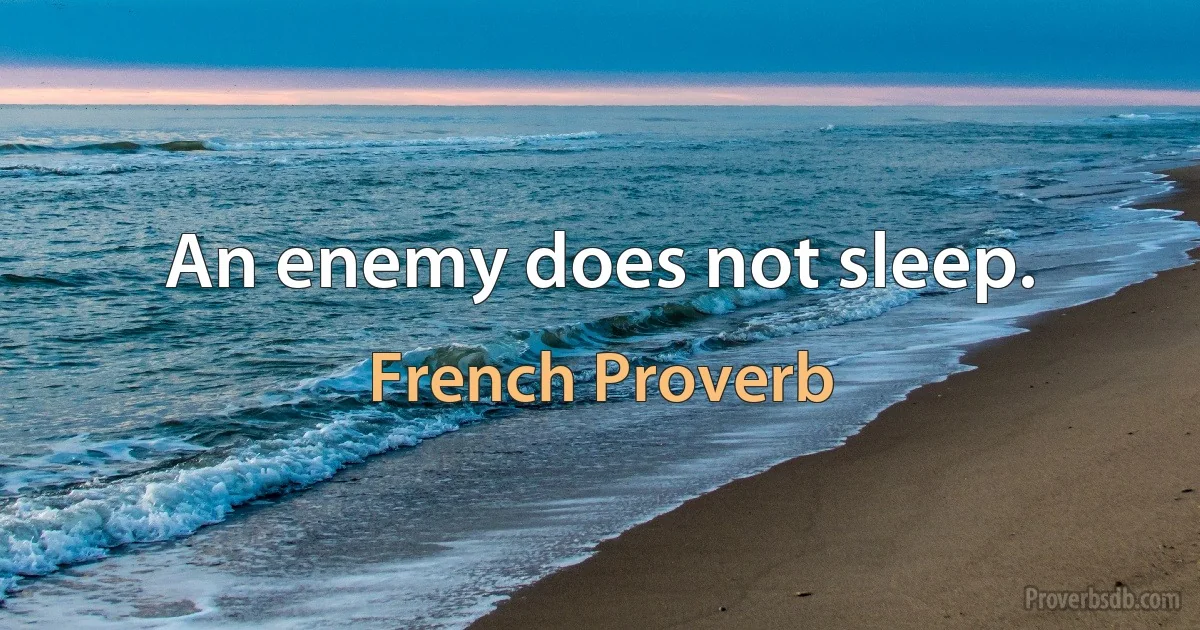 An enemy does not sleep. (French Proverb)