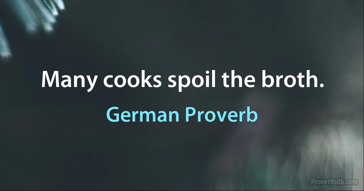 Many cooks spoil the broth. (German Proverb)