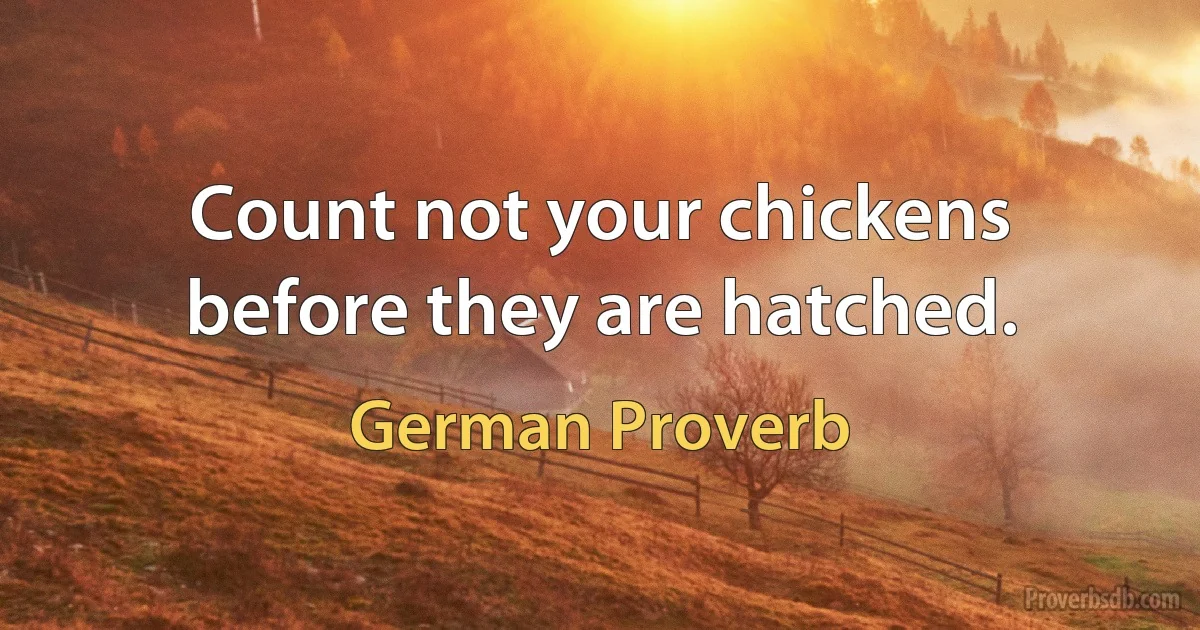 Count not your chickens before they are hatched. (German Proverb)