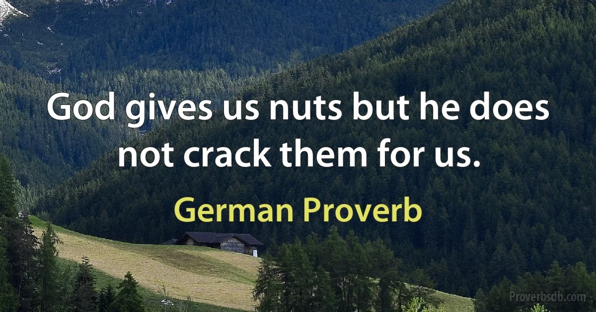 God gives us nuts but he does not crack them for us. (German Proverb)