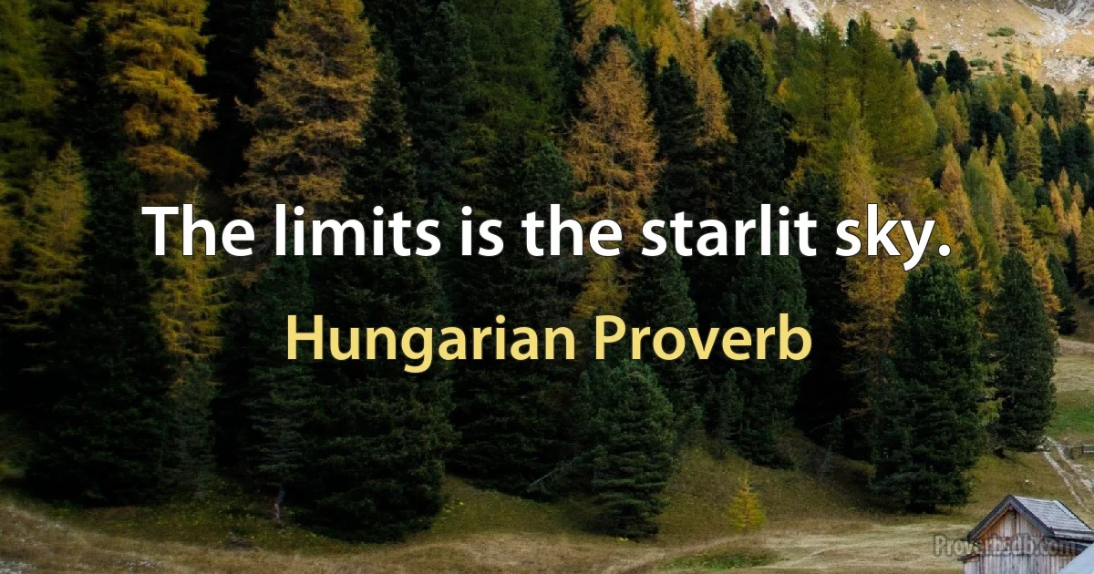 The limits is the starlit sky. (Hungarian Proverb)