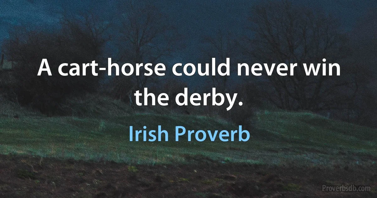 A cart-horse could never win the derby. (Irish Proverb)