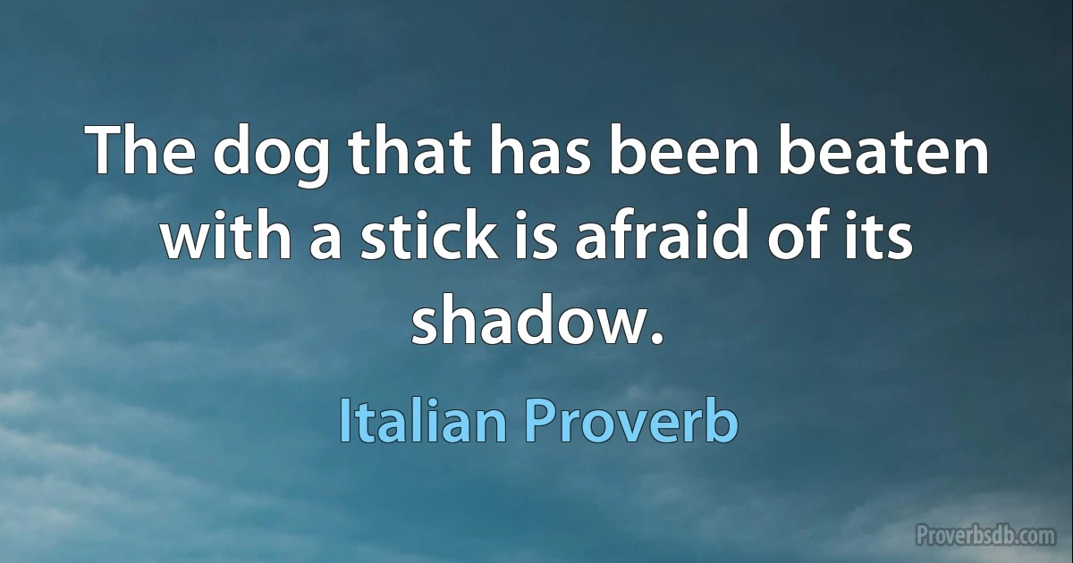 The dog that has been beaten with a stick is afraid of its shadow. (Italian Proverb)