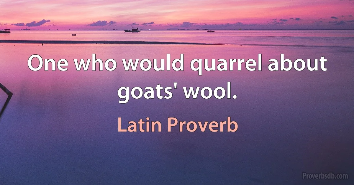 One who would quarrel about goats' wool. (Latin Proverb)