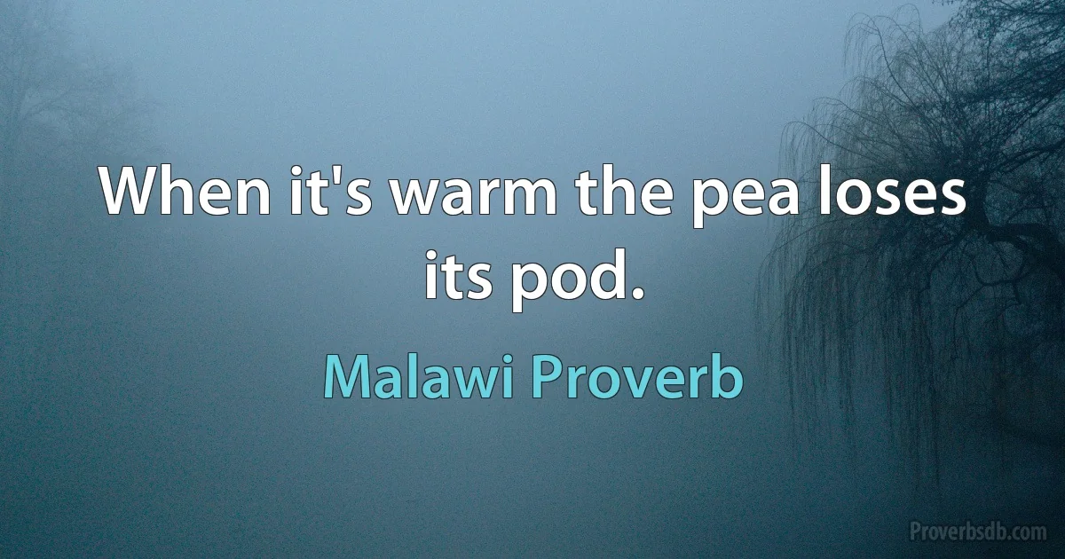 When it's warm the pea loses its pod. (Malawi Proverb)