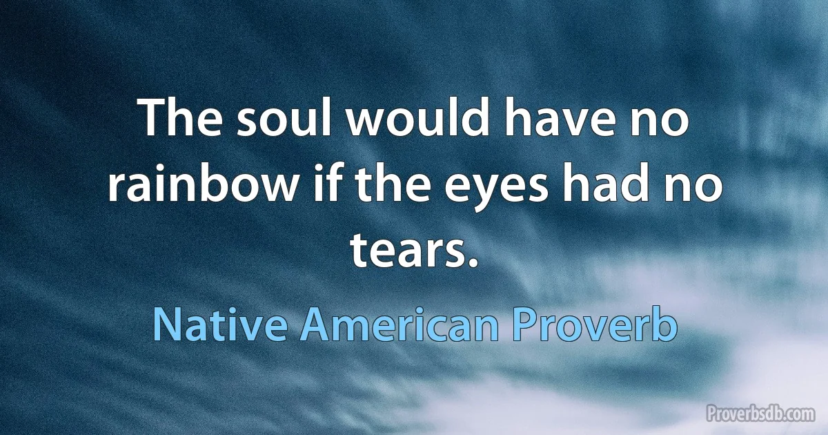 The soul would have no rainbow if the eyes had no tears. (Native American Proverb)