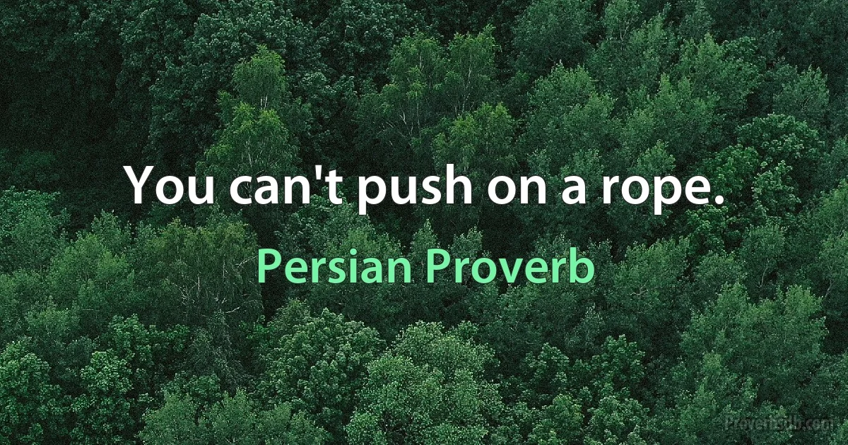 You can't push on a rope. (Persian Proverb)