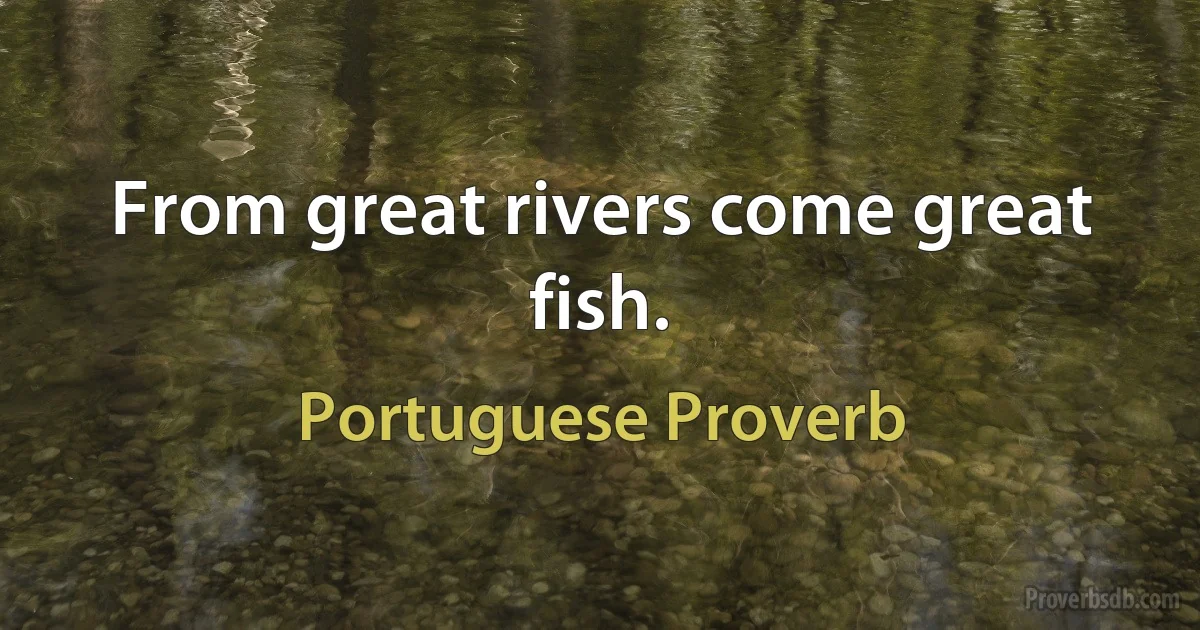 From great rivers come great fish. (Portuguese Proverb)