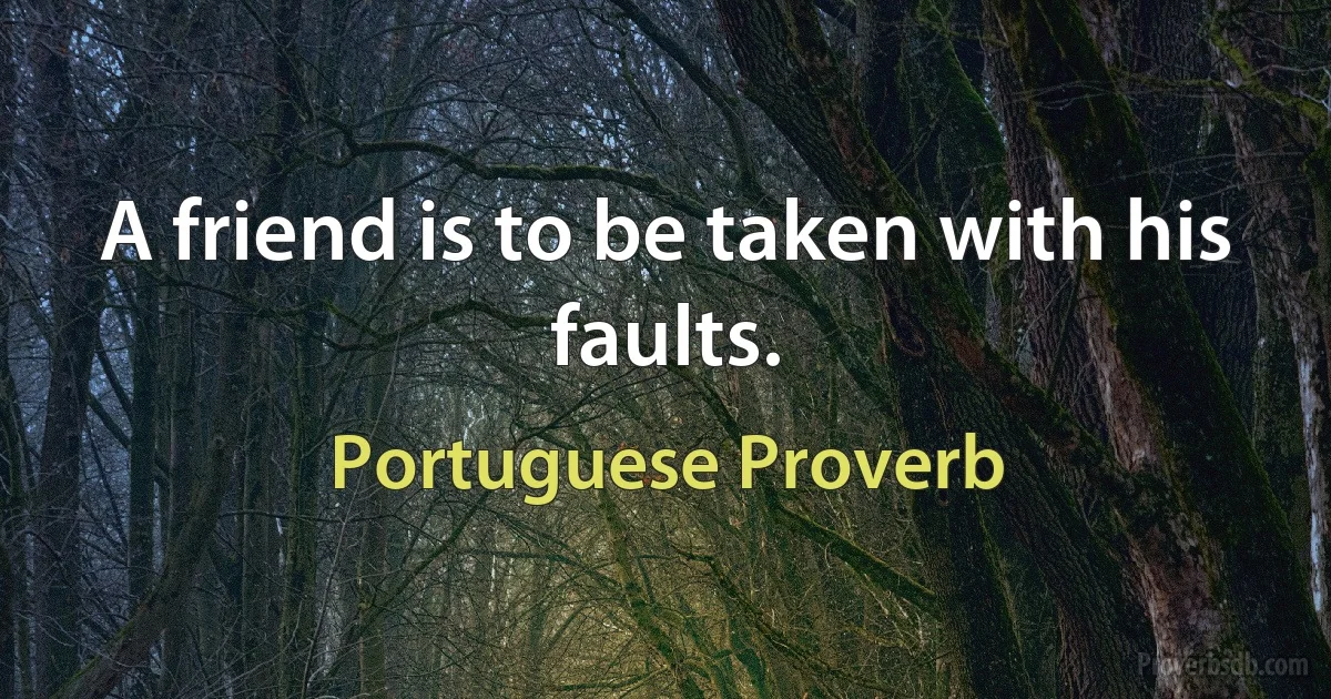 A friend is to be taken with his faults. (Portuguese Proverb)