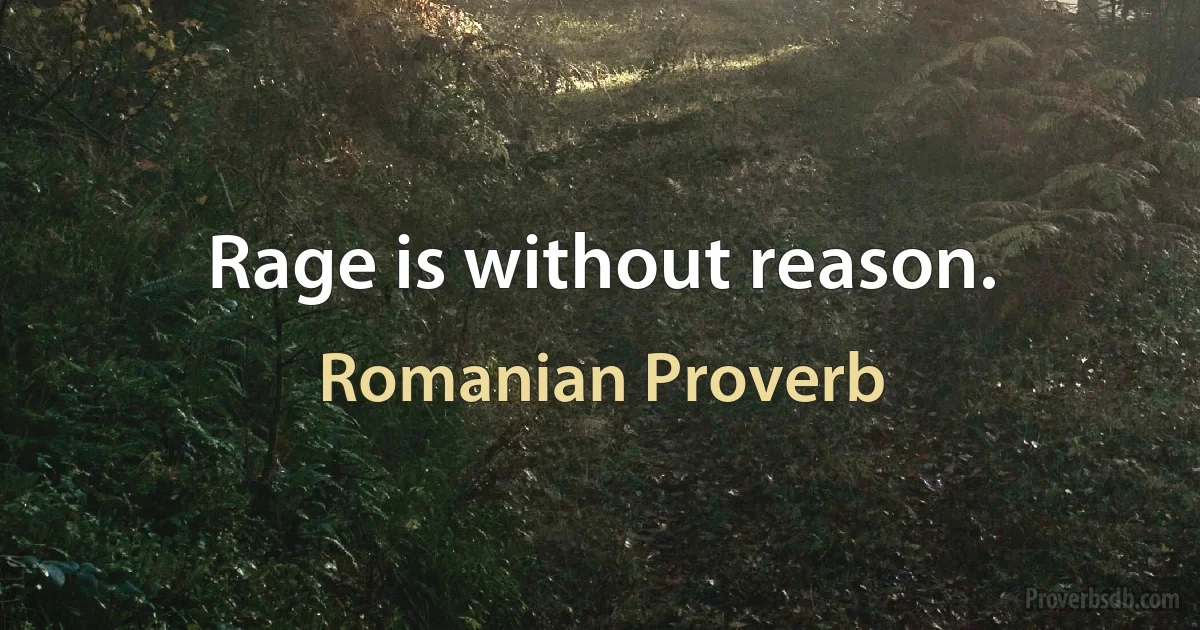 Rage is without reason. (Romanian Proverb)