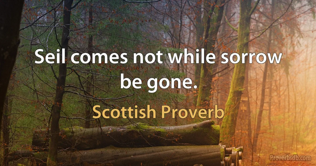 Seil comes not while sorrow be gone. (Scottish Proverb)